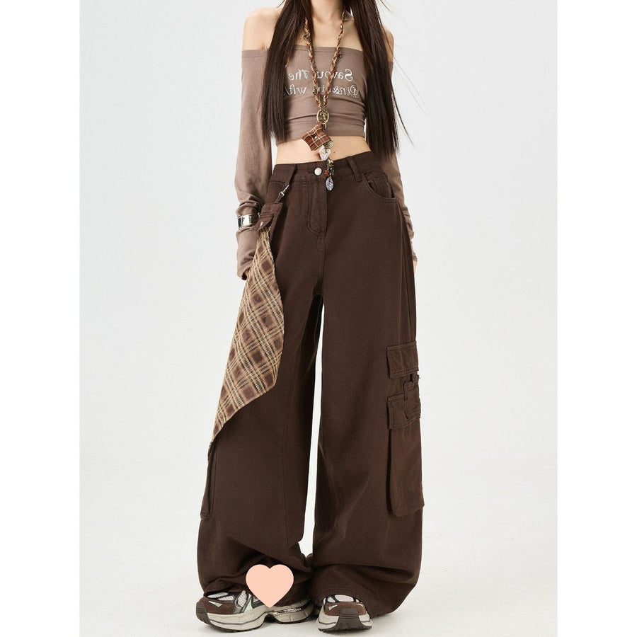 Retro Maillard Fart Curtain Work Jeans Women Autumn Loose