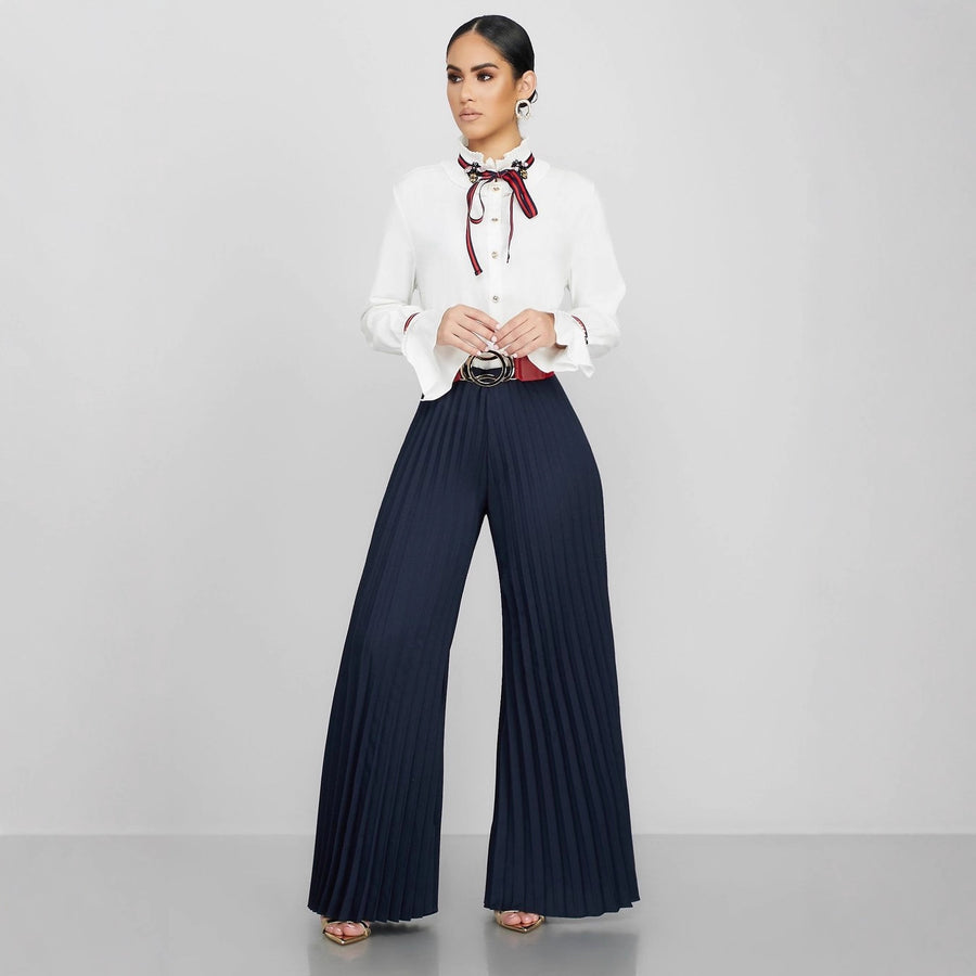 Fashionable Casual Pleated Wide-leg Women's Pants